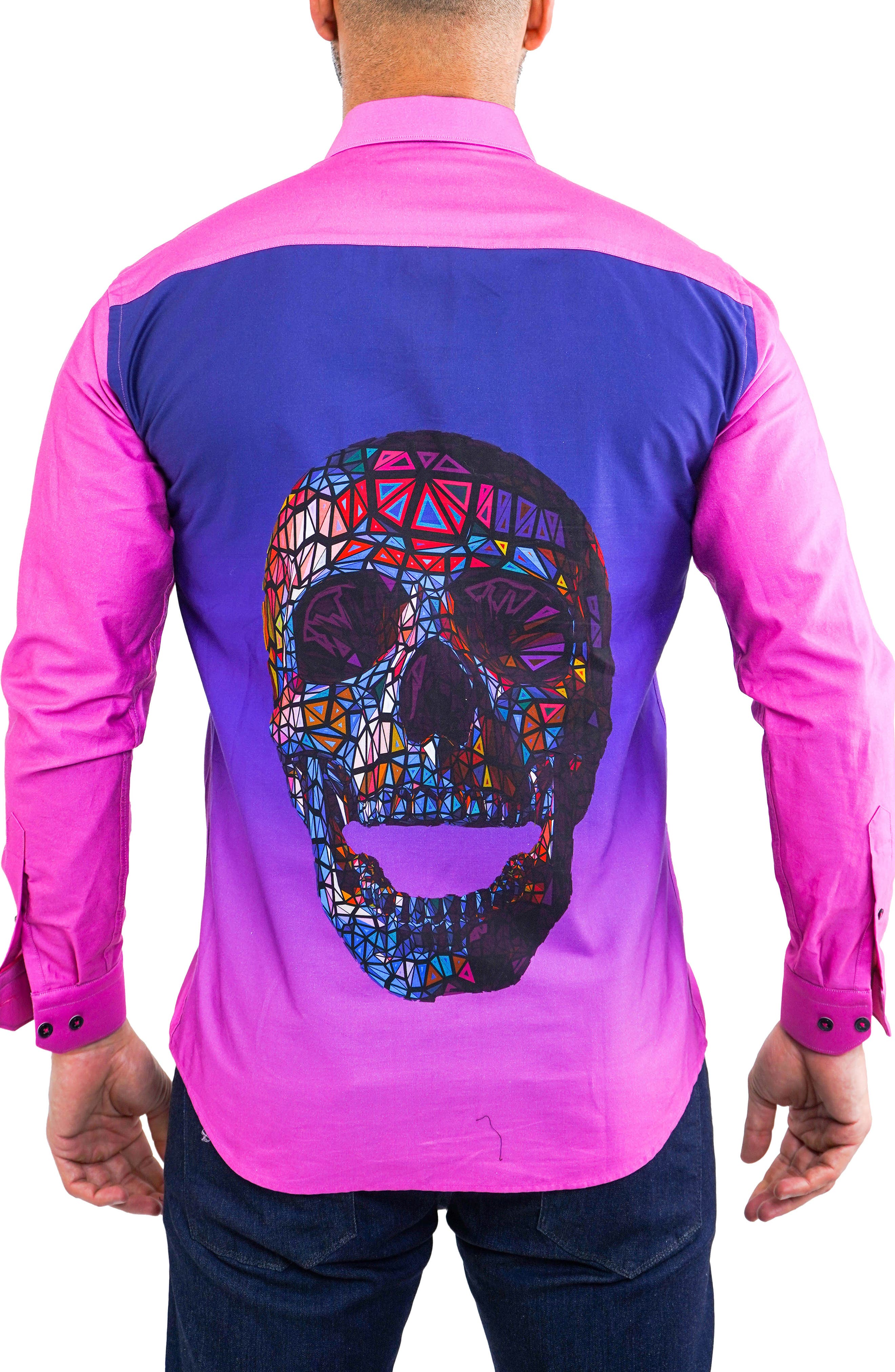 Fibonacci Regular Fit Skull Print Cotton Button-Up Shirt - image 2