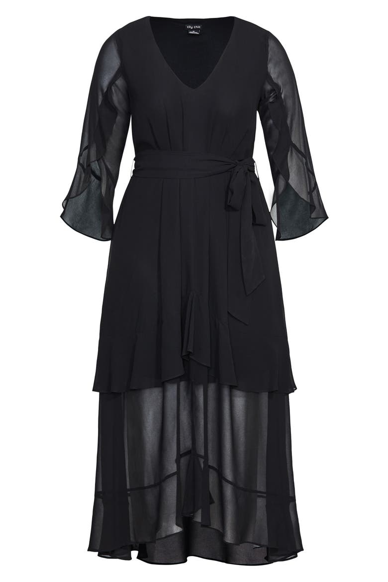Romantic Ruffle Maxi Dress, Alternate, color, BLACK