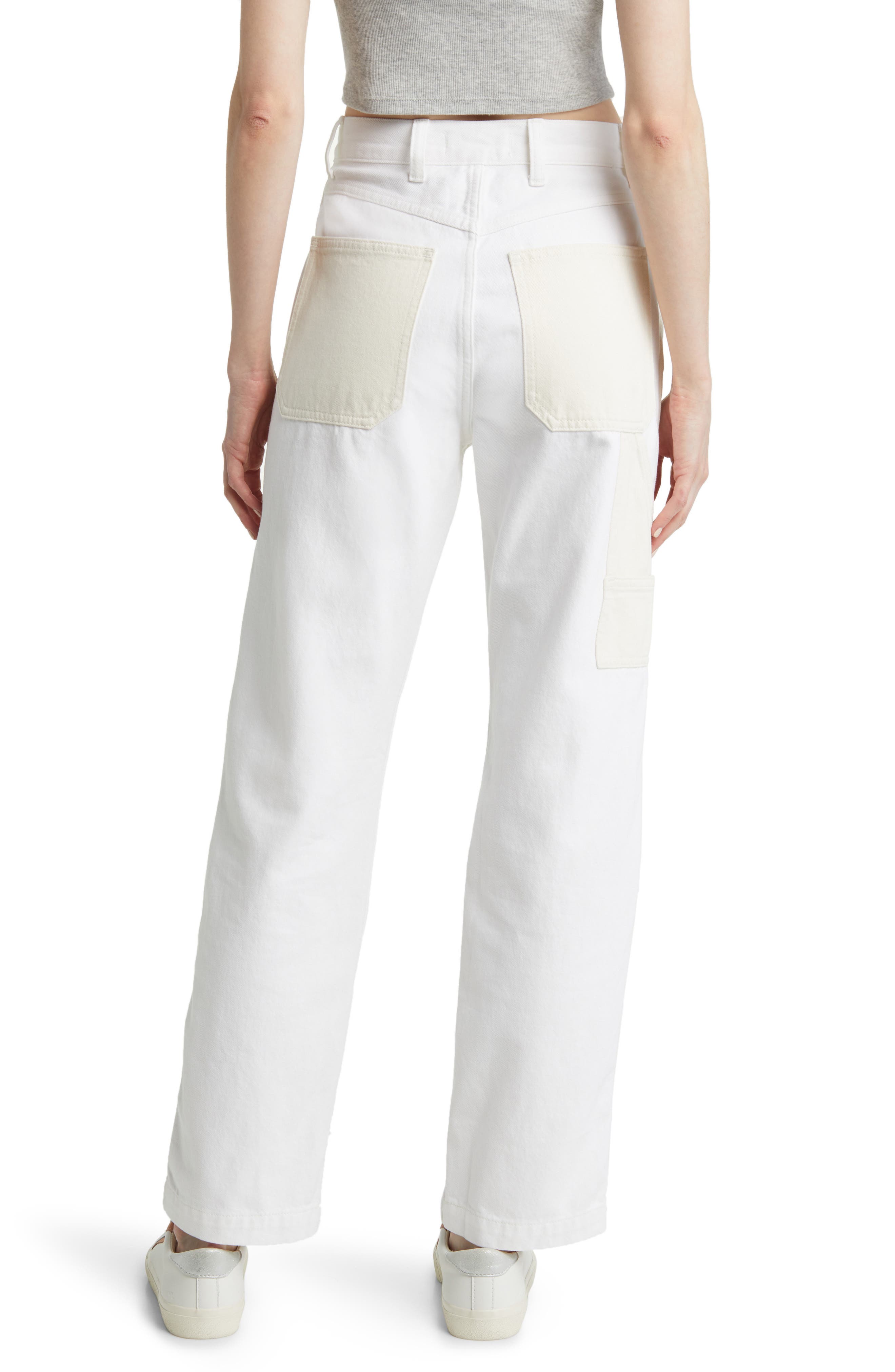 Madewell Two-Tone High Waist Straight Leg Jeans (Women) | Nordstromrack