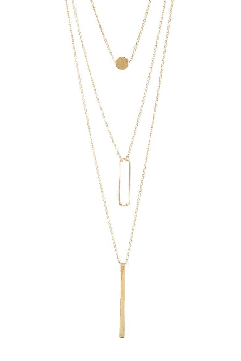 Triple-Layer Pendant Necklace, Main, color, GOLD
