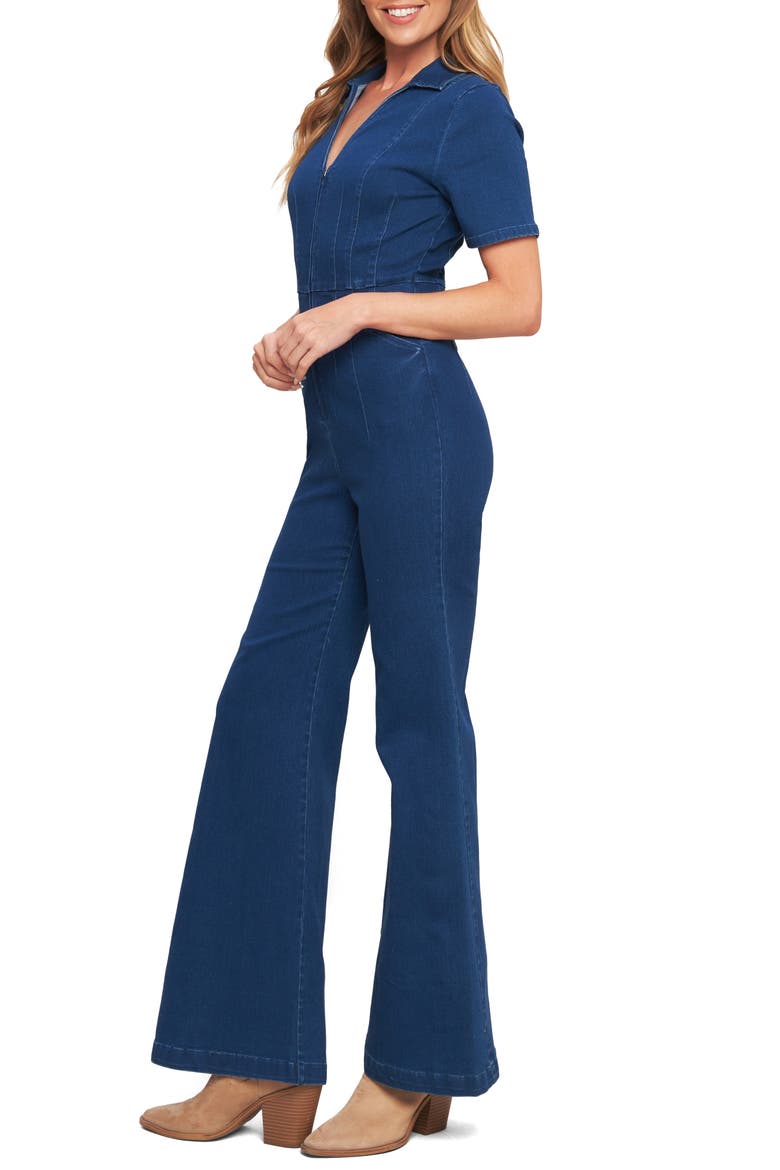 Wide Leg Denim Jumpsuit, Alternate, color, MEDIUM INDIGO