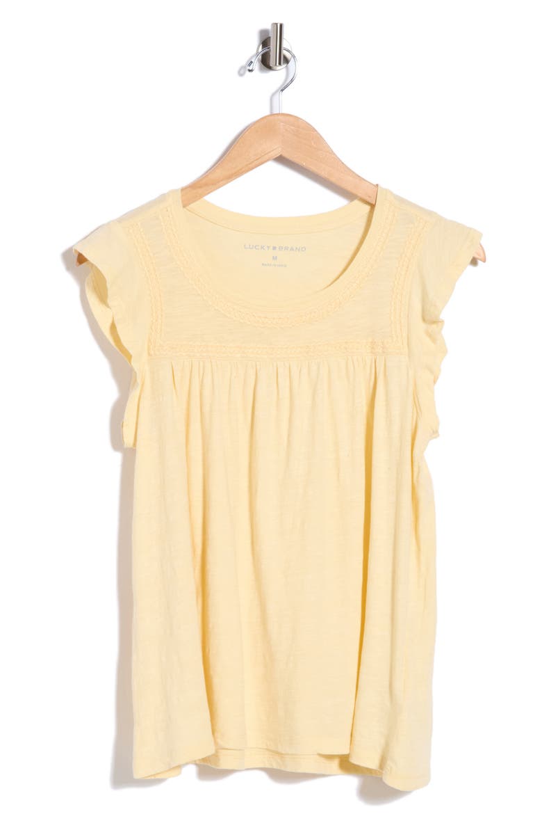 Embroidered Cotton Slub Tee, Alternate, color, SUNLIGHT