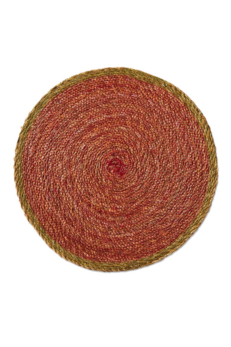 Overstitch Seagrass Placemat Red Wipe Clean Everyday Use 15x15 Inches, Main, color, Red
