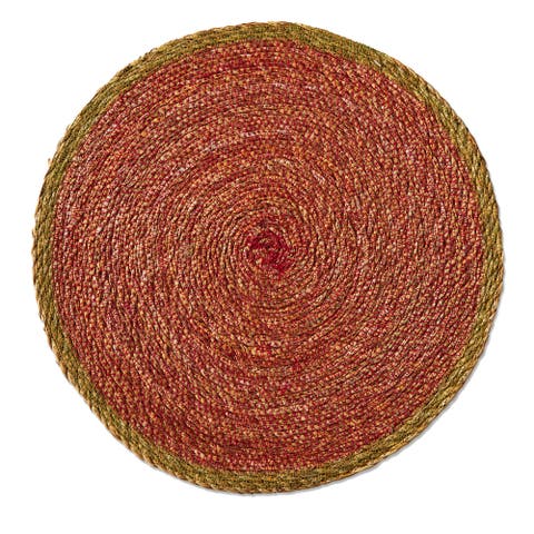 Overstitch Seagrass Placemat Red Set Wipe Clean Everyday Use