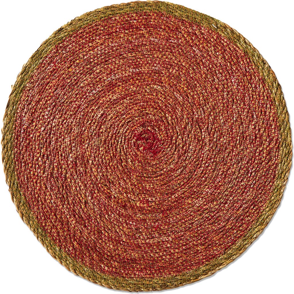 Tag Overstitch Seagrass Placemat Red Set Wipe Clean Everyday Use In Red