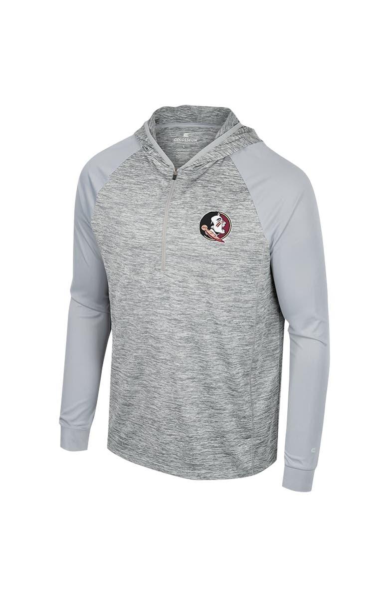 COLOSSEUM Men's Colosseum Gray Florida State Seminoles Cybernetic Raglan Quarter-Zip Hooded Top, Alternate, color, 