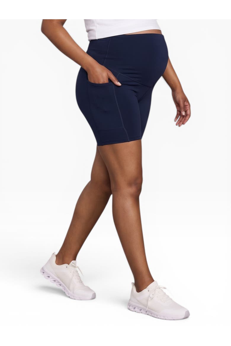 6 1/2" Active Pocket Maternity Biker Short, Main, color, Navy Blazer