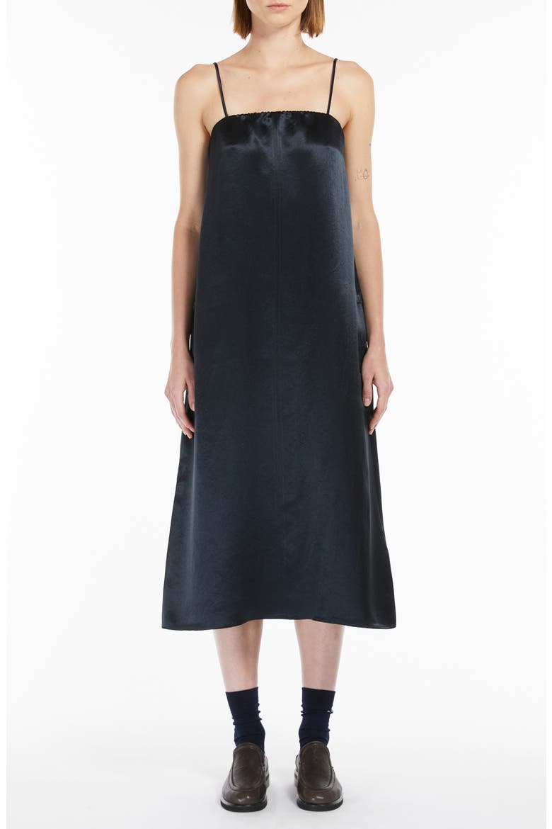Aerosi Sleeveless Satin Midi Dress, Alternate, color, NAVY