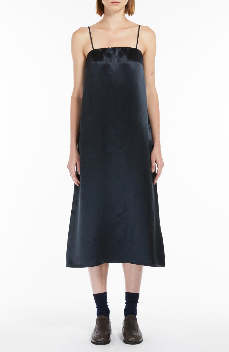 MM by Max Mara Aerosi Sleeveless Satin Midi Dress, Alternate, color, Navy