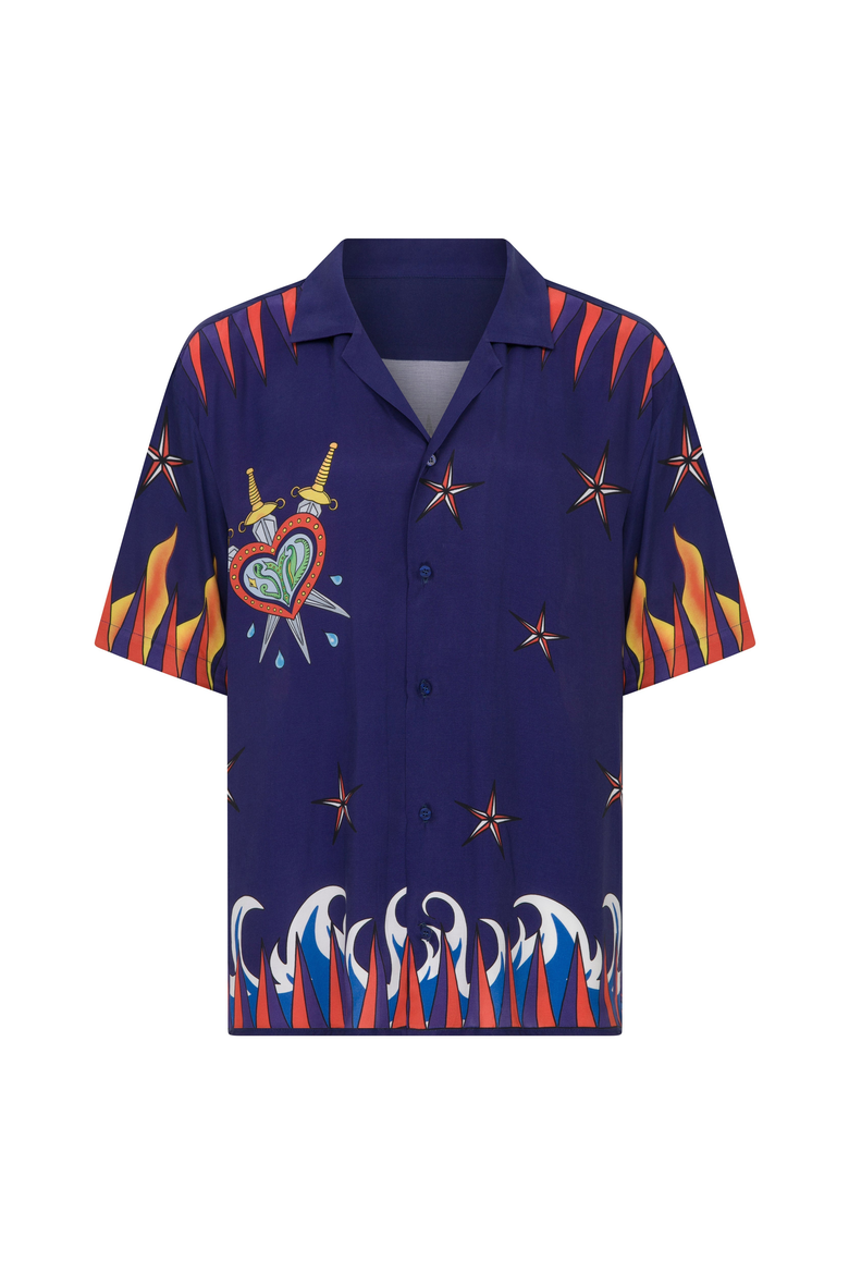 SAILOR SHIRT, Main, color, Blue / Flame Graphic