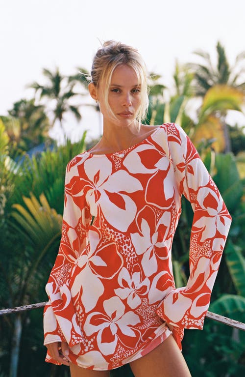 L*space Lspace All I Need Long Sleeve Cover-up Minidress In Red