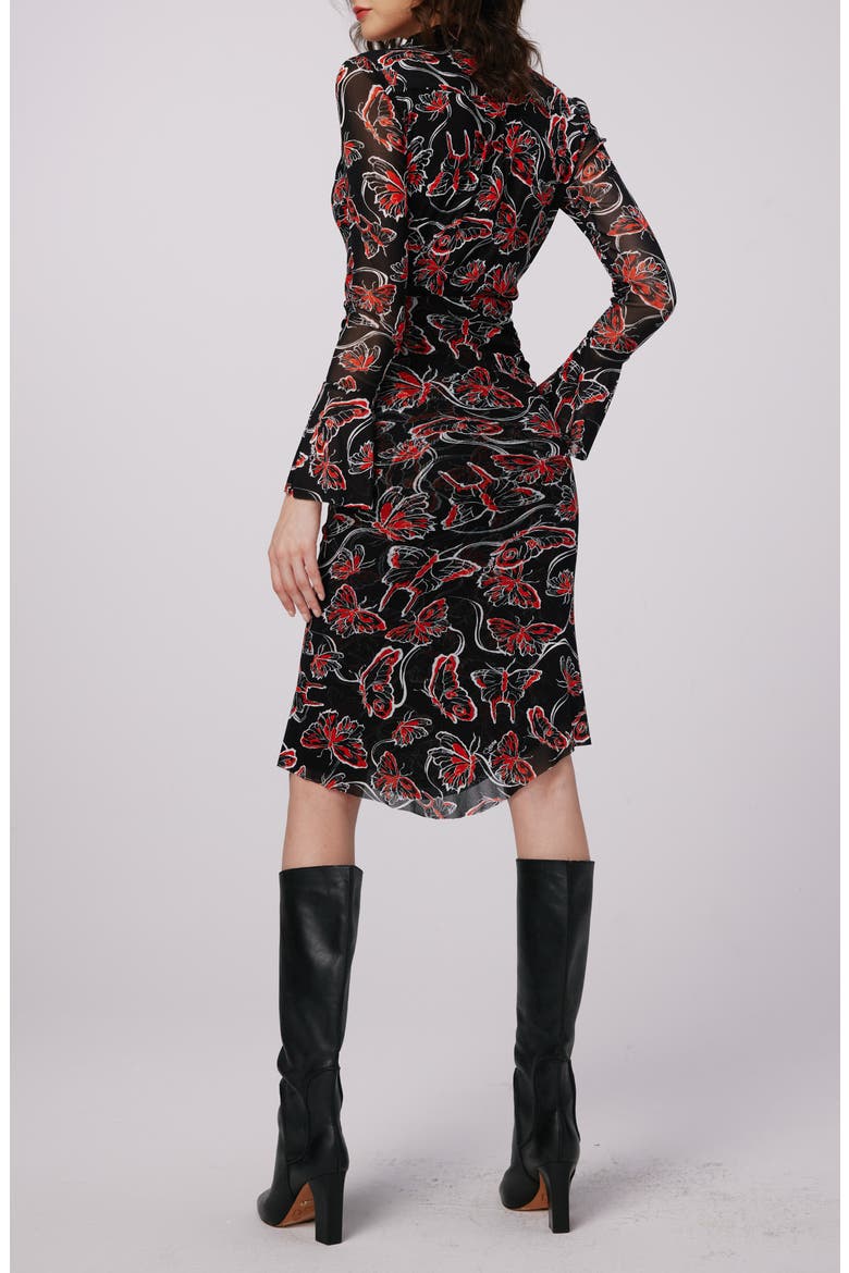 Lilly Butterfly Print Long Sleeve Mesh Dress, Alternate, color, FLUTTERFLY SM