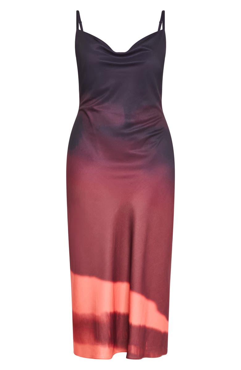 City Chic Ombré Cowl Neck Slipdress, Alternate, color, Spicy