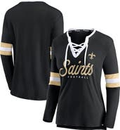 FANATICS Women's Fanatics Branded Black New Orleans Saints Block Party Team Script Lace-Up Long Sleeve T-Shirt