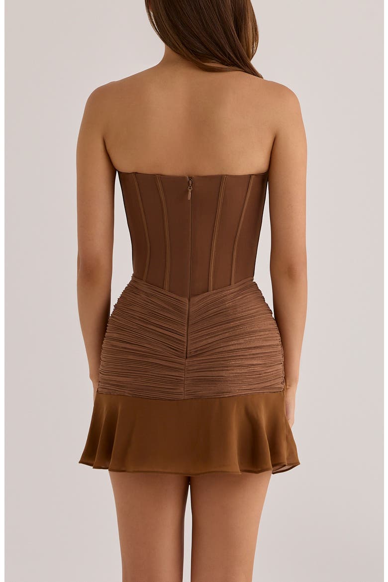 Charlotte Ruched Foil Chiffon Minidress, Alternate, color, BRONZE