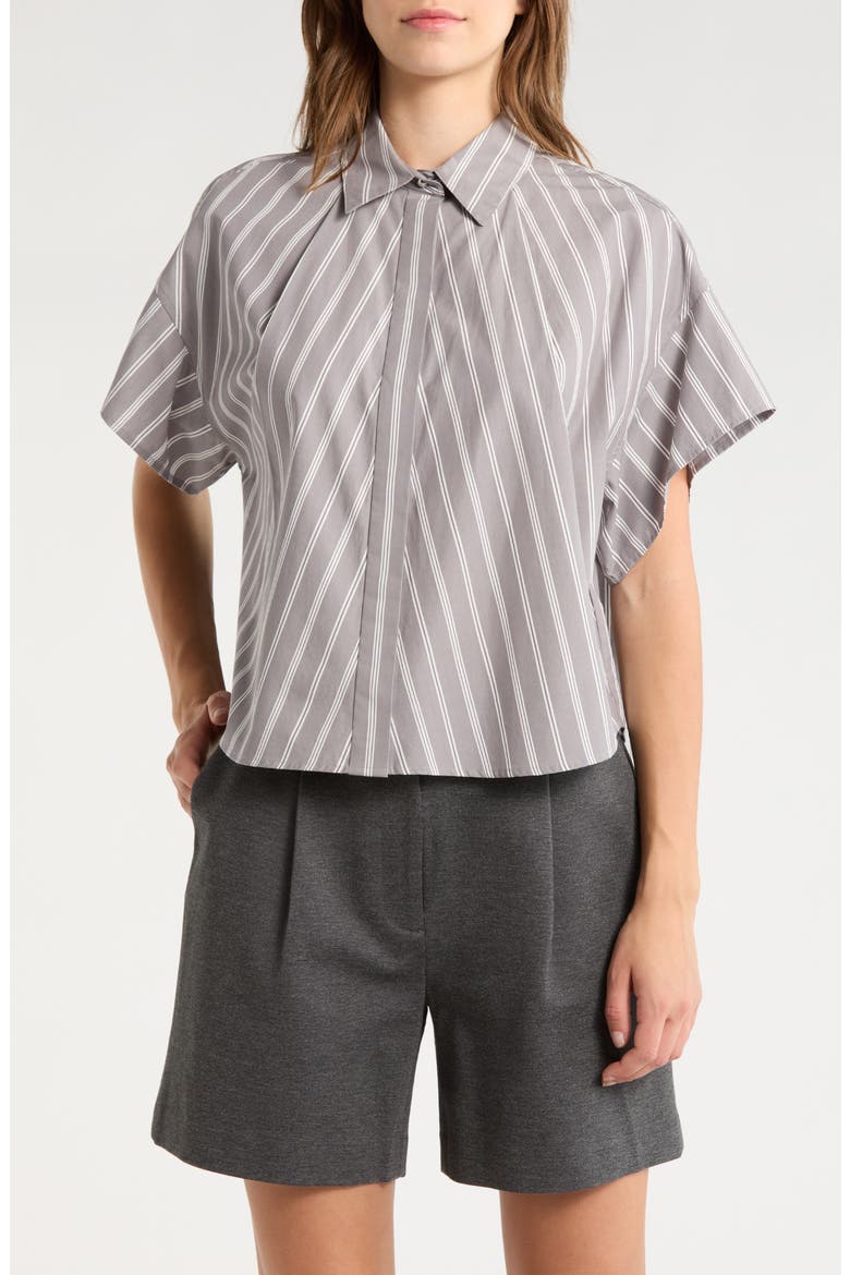 Maura Stripe Button-Up Shirt, Main, color, STEEL MULTI