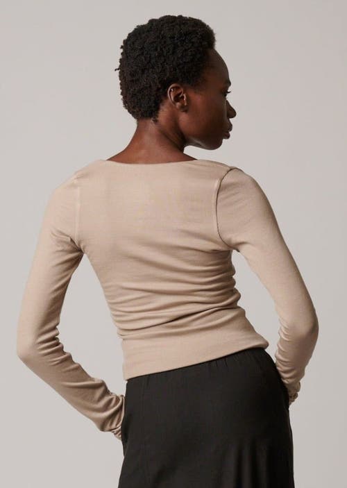 Leisure Lab Long Sleeve Rib Shirt In Latte