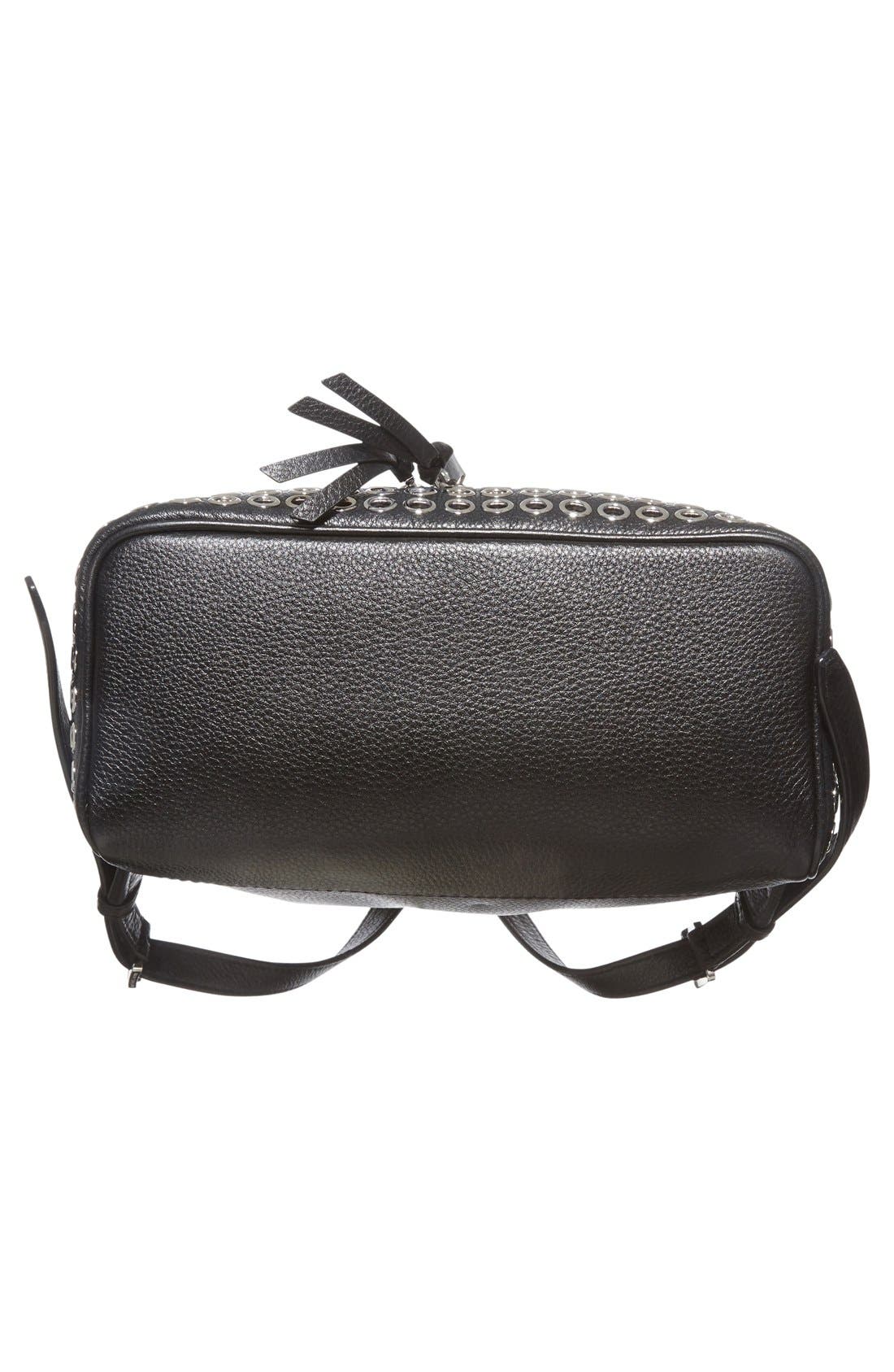 'Rhea - Zip Grommet' Leather Backpack, Alternate, color, BLACK/ SILVER