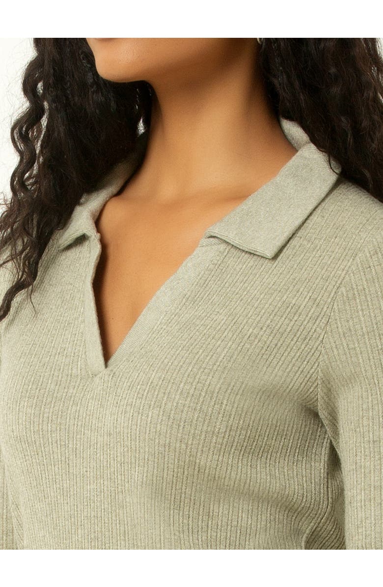 Single Stitch Classic Ribbed V-Neck Sweater with Collar, Alternate, color, Black