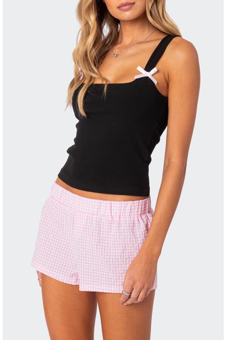 Lola Bow Rib Tank, Alternate, color, BLACK