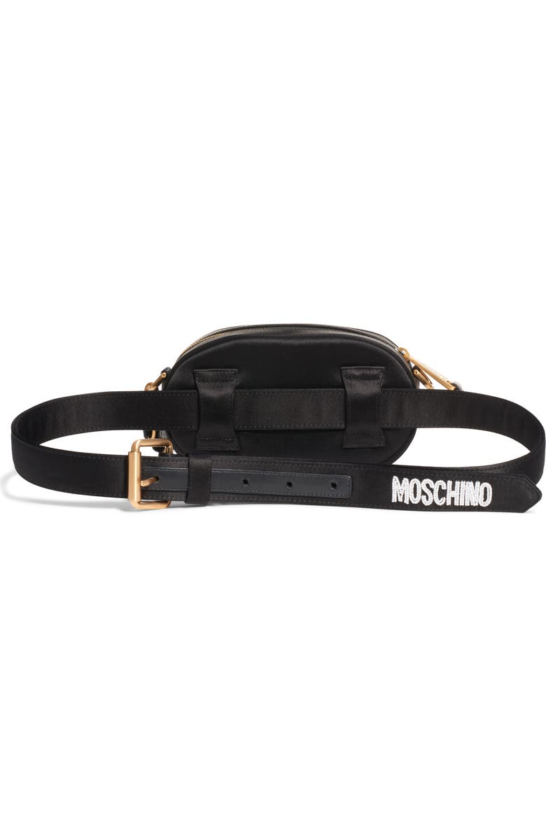 Moschino Beaded Teddy Satin Pouch, Alternate, color,