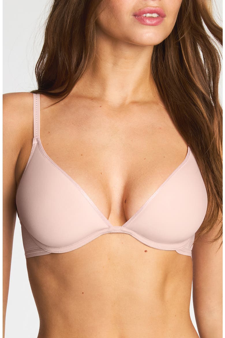 Full Transparency Plunge Underwire Bra, Main, color, ROSE SMOKE