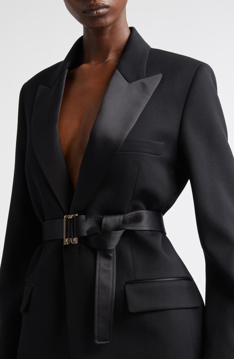 Victoria Beckham Tailored Belted Jacket, Alternate, color, Black