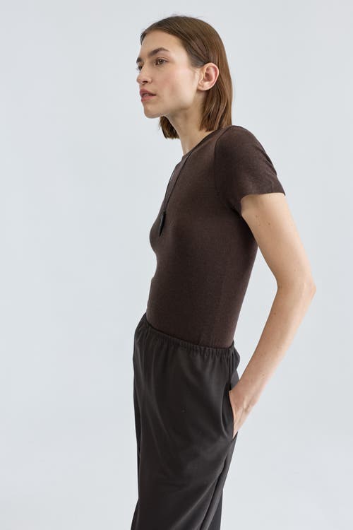 Almina Concept Short Sleeve Knit Top In Brown