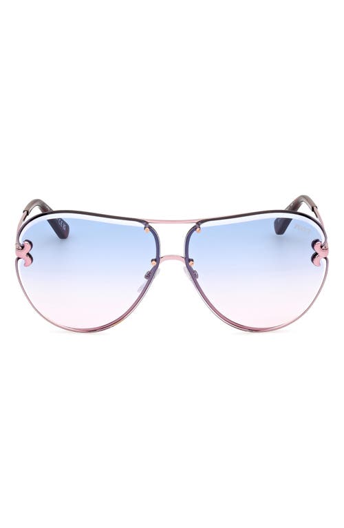 Emilio Pucci 66mm Oversize Pilot Sunglasses in Shiny Pink /Gradient Blue 