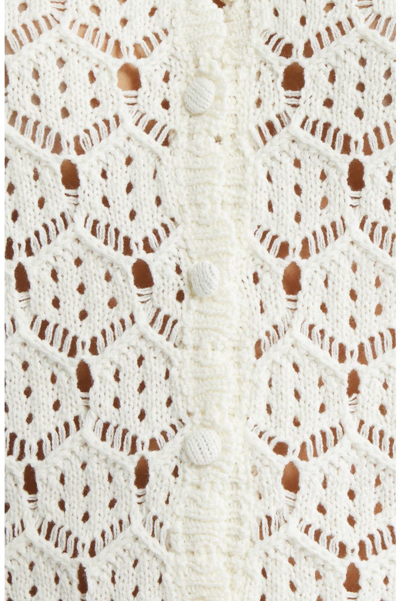 Sun Still Shines Pointelle Stitch Button-Up Top & Shorts, Alternate, color, WHITE