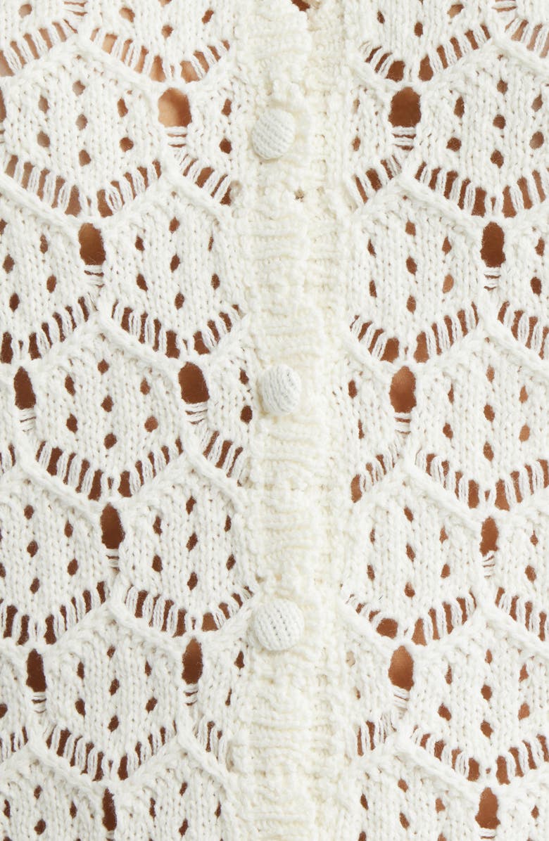 Princess Polly Sun Still Shines Pointelle Stitch Button-Up Top & Shorts, Alternate, color, White