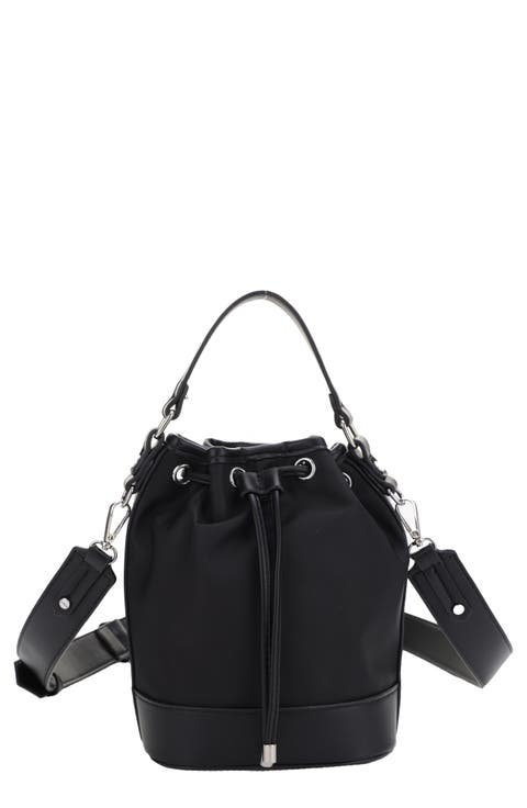 Ella Nylon & Vegan Leather Bucket Bag
