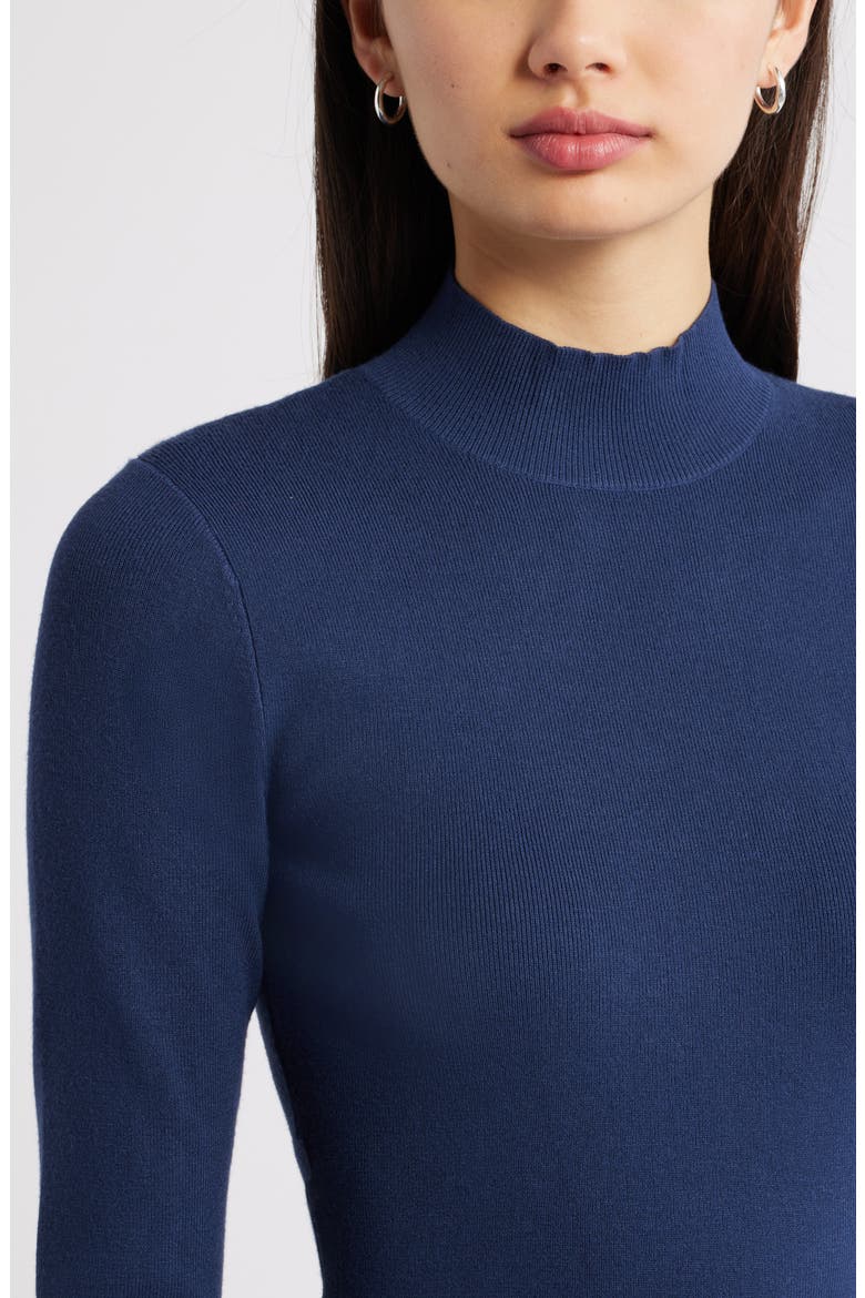 Mock Neck Long Sleeve Sweater Dress, Alternate, color, NAVY IRIS