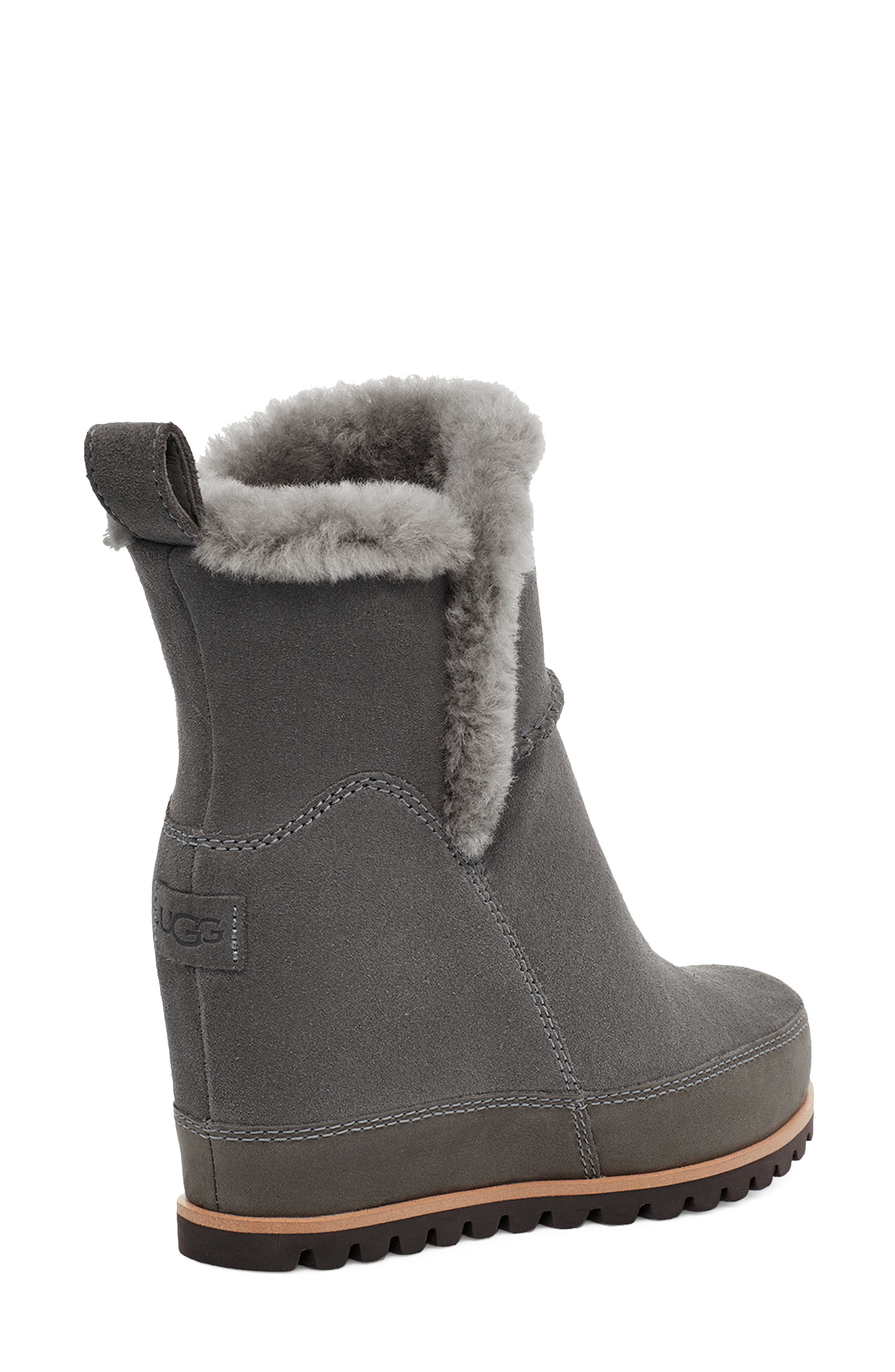 Malvella Waterproof Boot with Genuine Shearling Trim, Alternate, color, CHARCOAL SUEDE