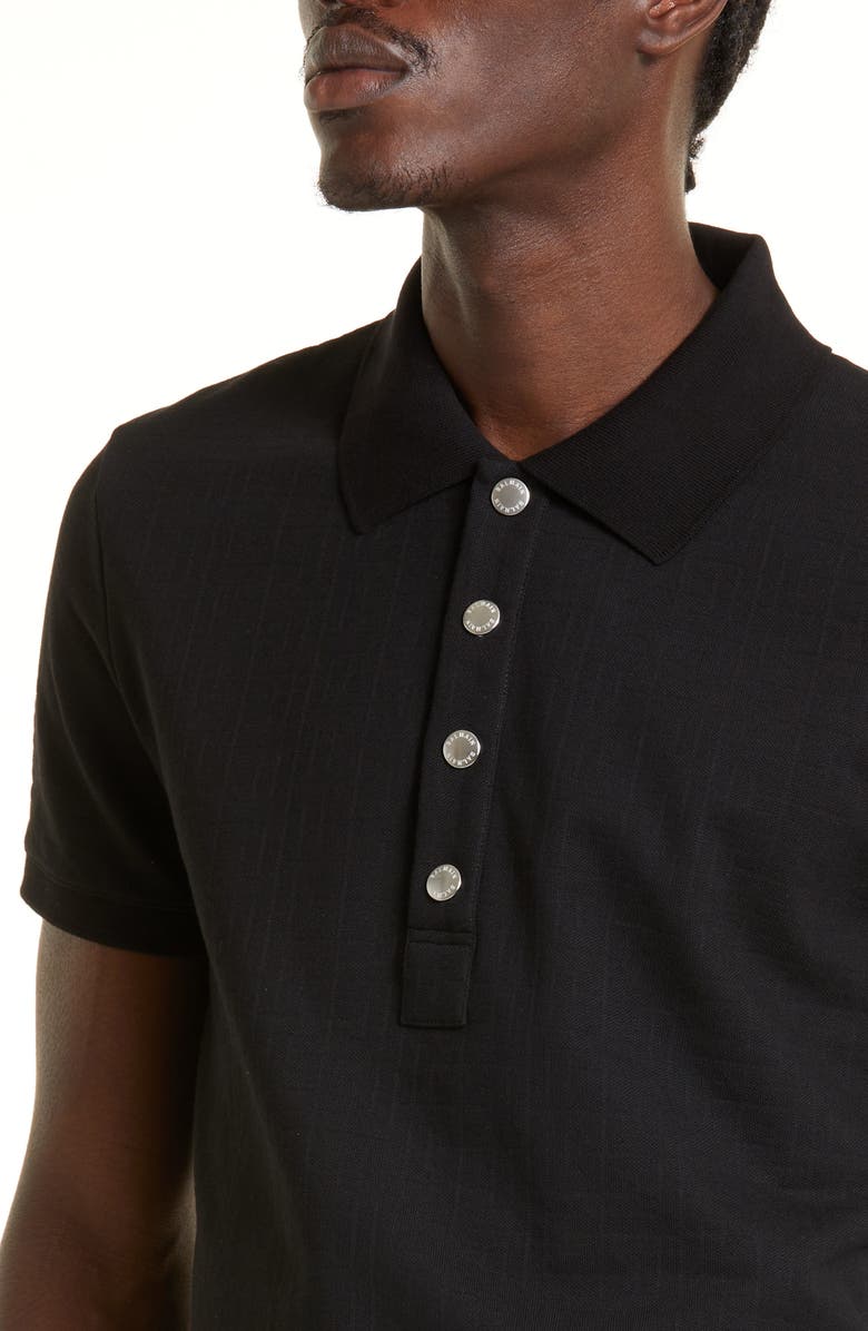 Balmain Monogram Jacquard Stretch Cotton Polo, Alternate, color, 