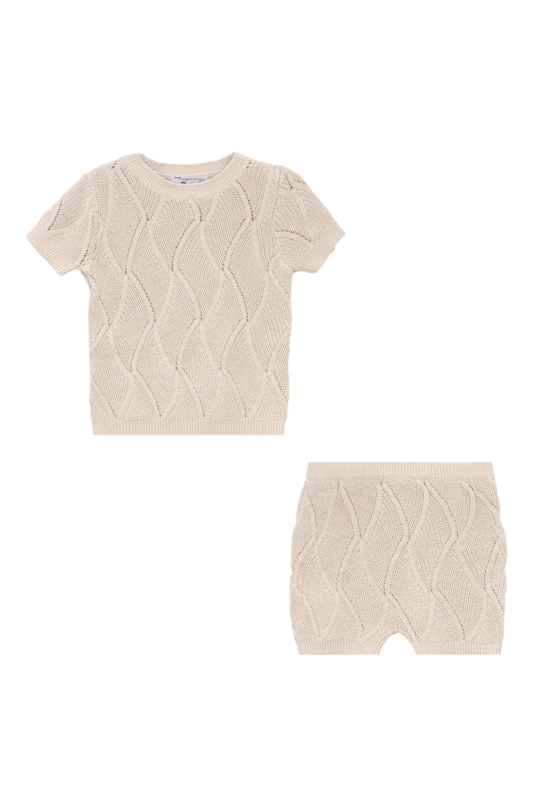 Chunky Jersey Short Sleeve Top and Shorts Set, Main, color, Natural