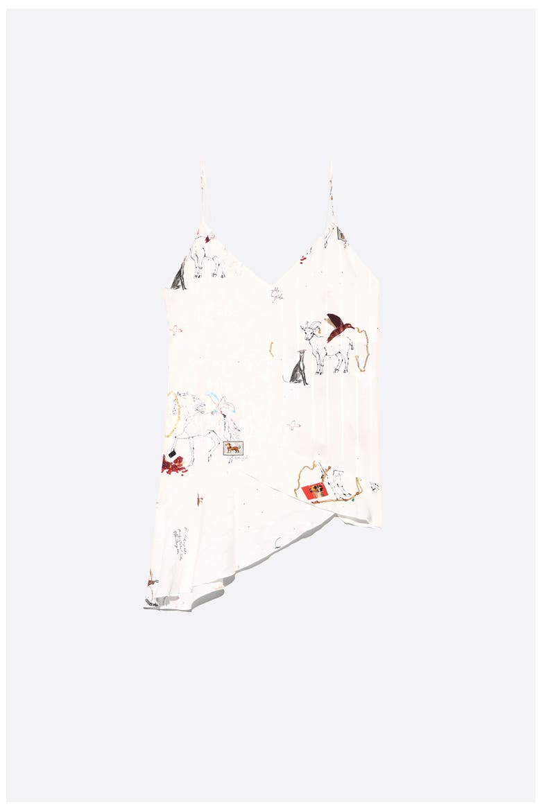 Ruffled A-Line Vest Top, Alternate, color, COLLAGE ANIMAL CHAIN