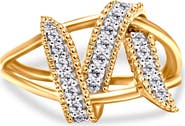 Haus of Brilliance 14K Yellow Gold Plated Silver 1/4 Cttw Diamond Interlocking Bypass Ring