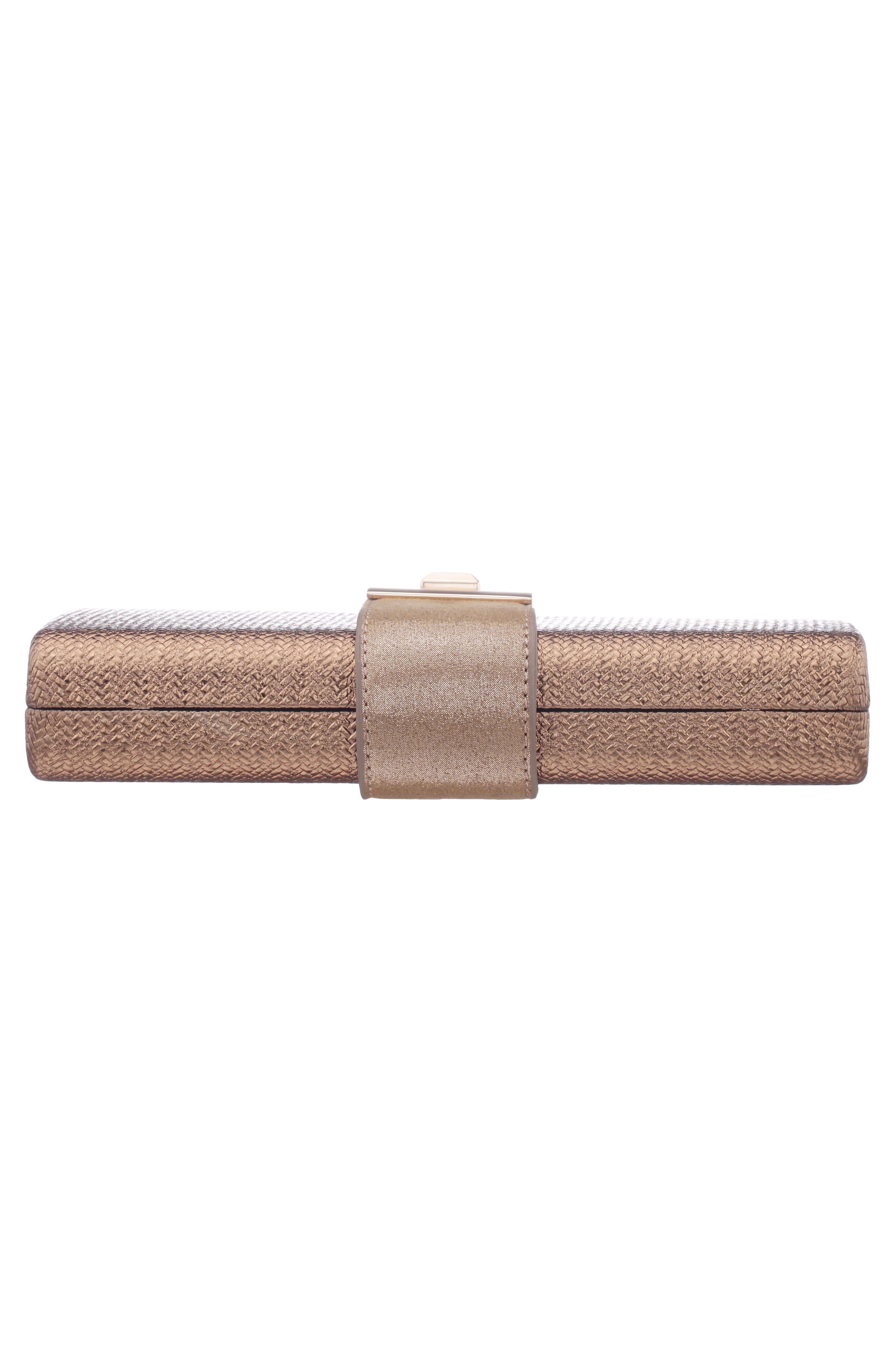 Presly Faux Leather Clutch, Alternate, color, BRONZE