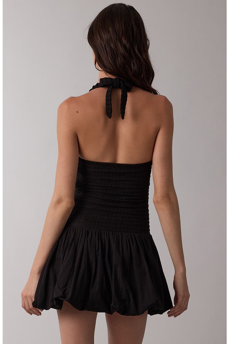 Sleeveless Halter Bubble Hem Minidress, Alternate, color, BLACK