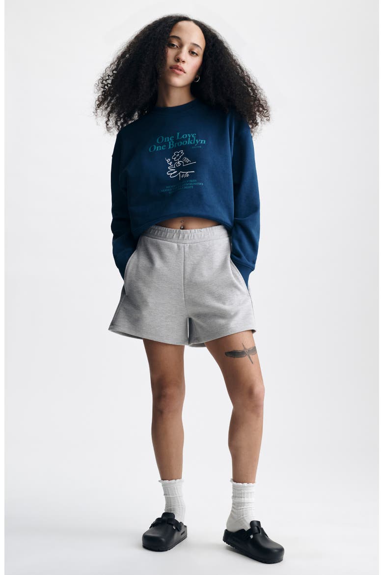 Cotton Blend Mélange Shorts, Alternate, color, LIGHT GREY MELANGE