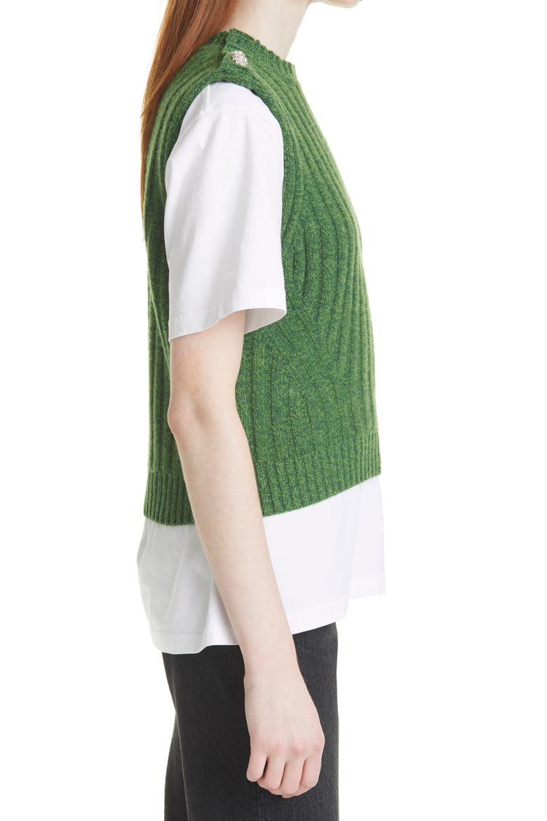 Shoulder Button Recycled Wool Blend Sweater Vest, Alternate, color, KELLY GREEN