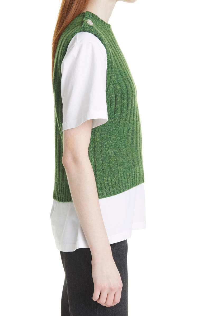 Ganni Shoulder Button Recycled Wool Blend Sweater Vest, Alternate, color,