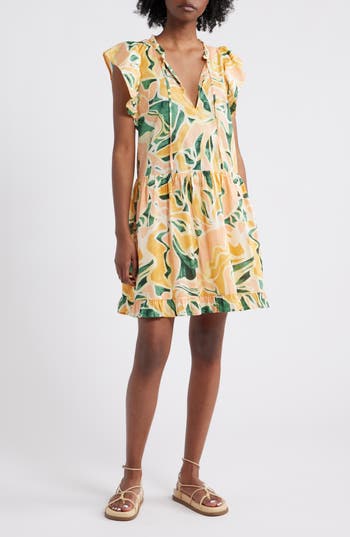 Rails Zinnia Abstract Print Cotton Dress In Yellow