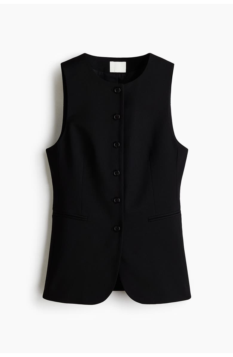 H&M Long Waistcoat, Alternate, color, Black