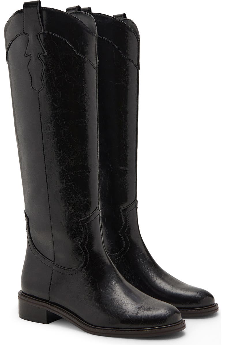 MANGO TEEN Knee High Western Boot, Main, color, Brown