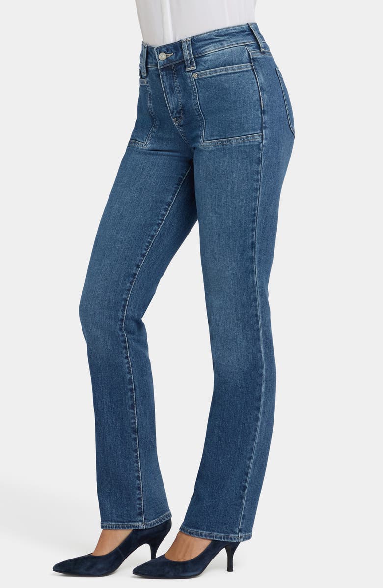 NYDJ Marilyn High Waist Patch Pocket Straight Leg Jeans, Alternate, color, Lake Notre Dame