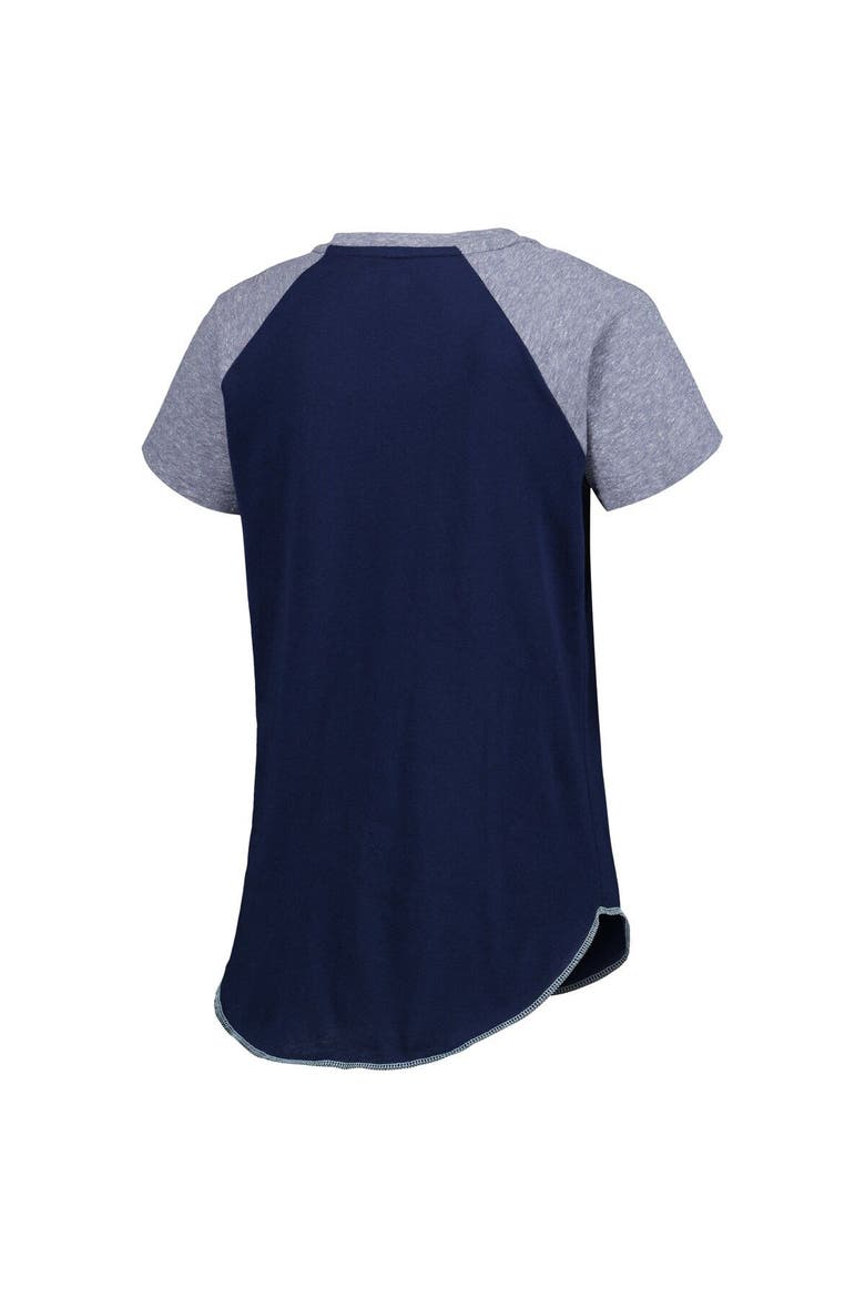 Women's Starter Deep Sea Blue Seattle Kraken Grand Slam Raglan Notch Neck T-Shirt, Alternate, color, Navy