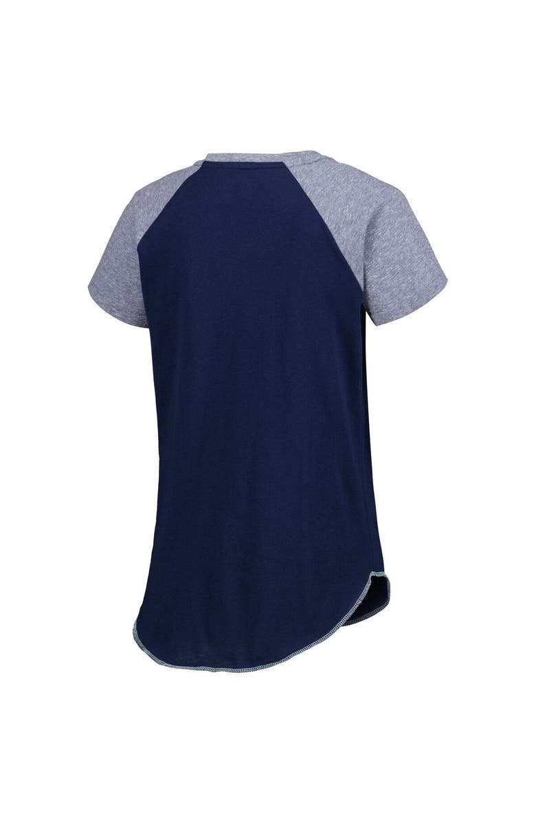 STARTER Women's Starter Deep Sea Blue Seattle Kraken Grand Slam Raglan Notch Neck T-Shirt, Alternate, color, 