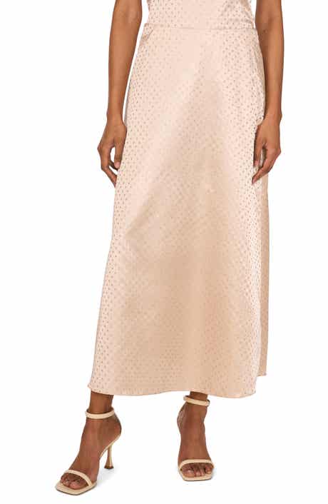Vince Camuto Metallic Dot Bias Satin Maxi Skirt